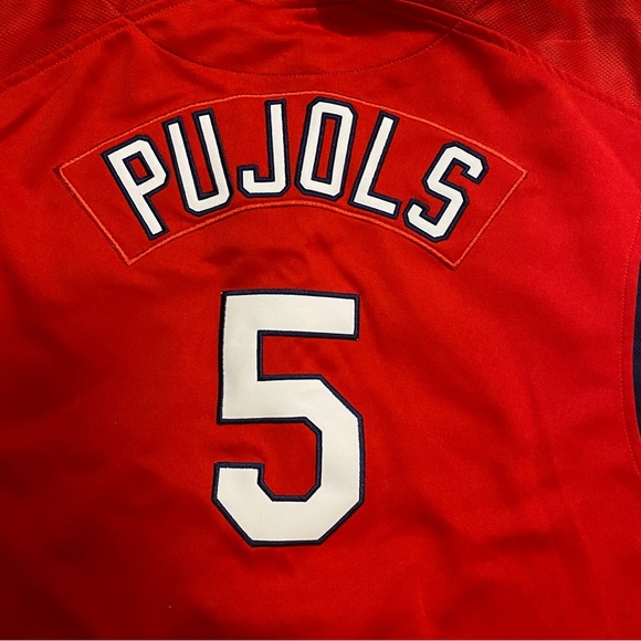 Authentic Boys Red St. Louis Cardinals Pujols Button-Up Jersey - Picture 6 of 6